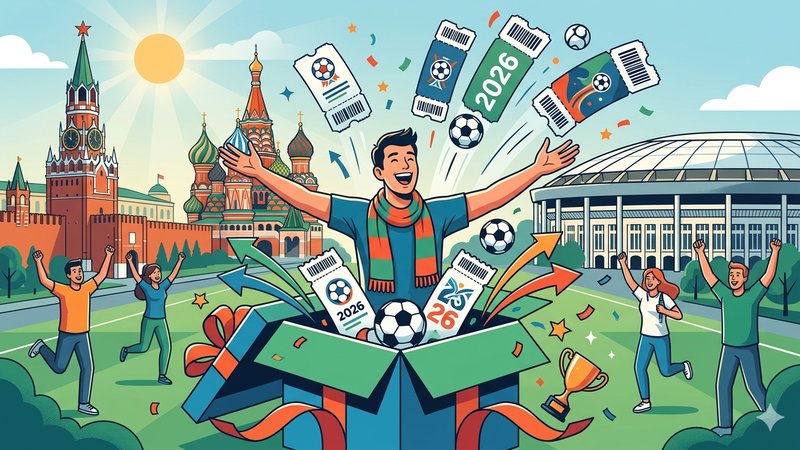 Современная иллюстрация футбольного мяча и билетов на матчи МФЛ в Москве для блога
